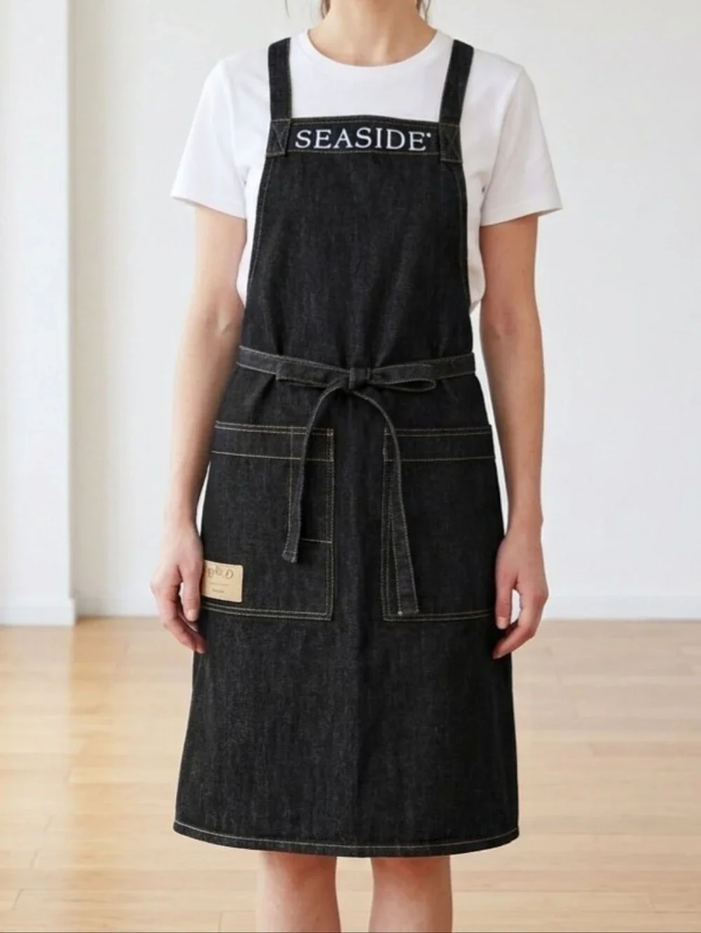 Seaside Florida Bib Apron Indigo Denim Embroidered